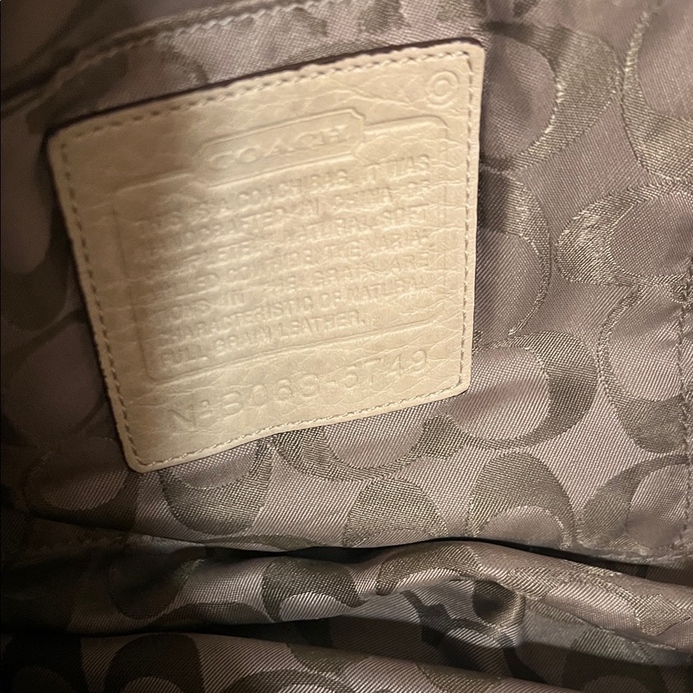 Coach Beige Leather Tote with Front Zip - Picture 8 of 12